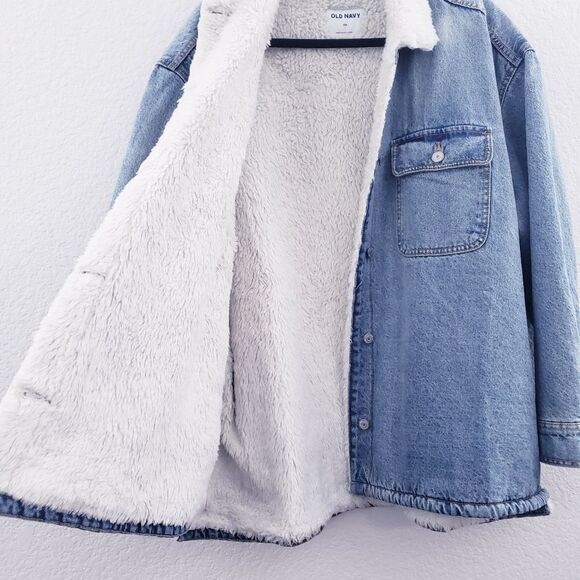Old Navy Cozy Sherpa Lined Jean Denim Shacket XXL - Picture 8 of 12